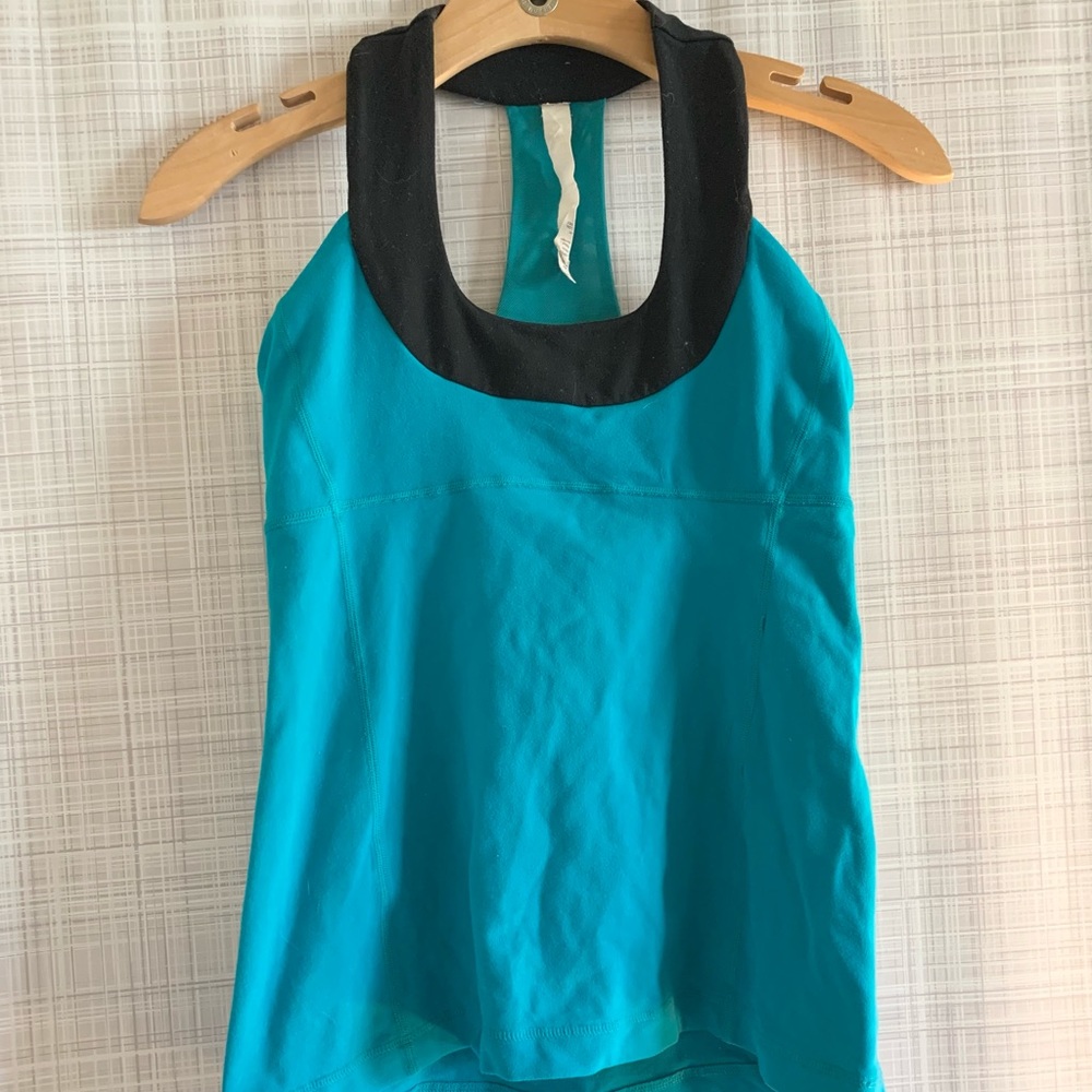 Lululemon Blue Scoop Neck Tank with Black